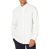 Amazon Essentials Camisa Oxford de Manga Larga y Corte Regular Hombre, Blanco