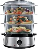 Russell Hobbs - Vaporera de 3 recipientes con temporizador, 800 W, incluye cubeta para arroz