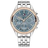 Tommy Hilfiger Reloj de Cuarzo Multifunción para Mujer con Correa de Acero Inoxidable Plateada