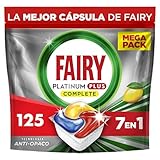 Fairy Platinum Plus Limón Cápsulas De Lavavajillas Todo En Uno, 125 Cápsulas