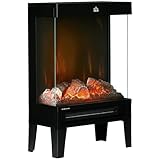 HOMCOM Chimenea Eléctrica 1000W/2000W Chimenea Decorativa de Pie con Llama LED