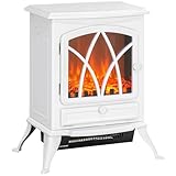 HOMCOM Chimenea Eléctrica de Pie 1000W/2000W Chimenea Decorativa con Ventana Efecto de Llama