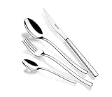 MONIX Génova Set de cubiertos de 24 piezas con cuchillo chuletero, acero inoxidable 18/10