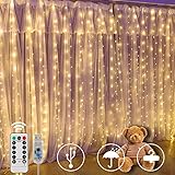 SUNNOW Cortina de Luces, 300 LED 300 * 300cm 8 Modos Cadena de Luces con Remoto,Alimentadas por USB