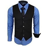 Subliminal Mode - Chaleco + Camisa + Corbata para Hombre, Cuello Bicolor