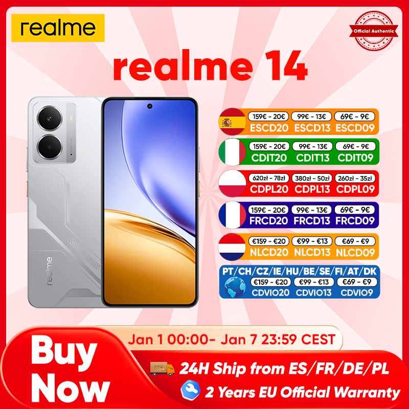 Realme 14 5G con Pantalla AMOLED, batería Titan de 120 mAh, cámara OIS de 50MP