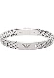 Emporio Armani Pulsera Hombre Heritage, 18.50 cm +/-1.00 cm Plata Acero Inoxidable, Gris Plata