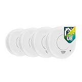 Smartwares Detector de Humo, 1 Año de Batería Incluida, Vida del Sensor de 10 Años, 4 Unidades