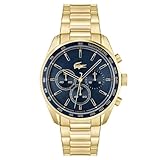 Lacoste Reloj Cronógrafo Cuarzo para Hombre Colección Boston Correa de Acero Inoxidable Color Dorado