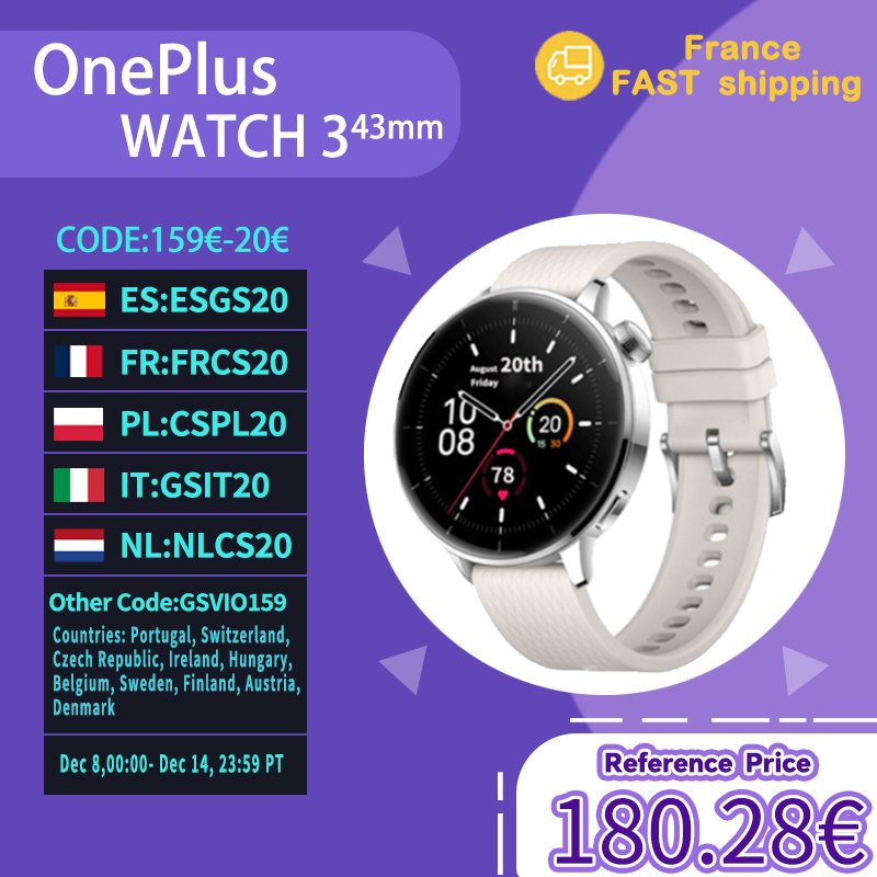 OnePlus Watch 3 43mm de 1,32" pantalla AMOLED compatible con NFC GPS Bluetooth
