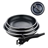 BERGNER Click&Cook Black Edition | Juego de Sartenes de 4 Piezas de 18, 20 y 24 cm