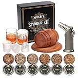 Kit de ahumador de whisky con antorcha, 6 sabores, chips de madera, 2 vasos