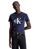 Calvin Klein Camiseta de Manga Corta Hombre Core Monologo Slim Fit, Azul (Night Sky)