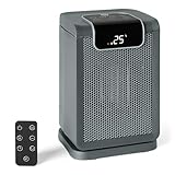 Amazon Basics Calefactor eléctrico cerámico con tecnología PTC, 1800W, oscilación 70°, 25cm, Gris