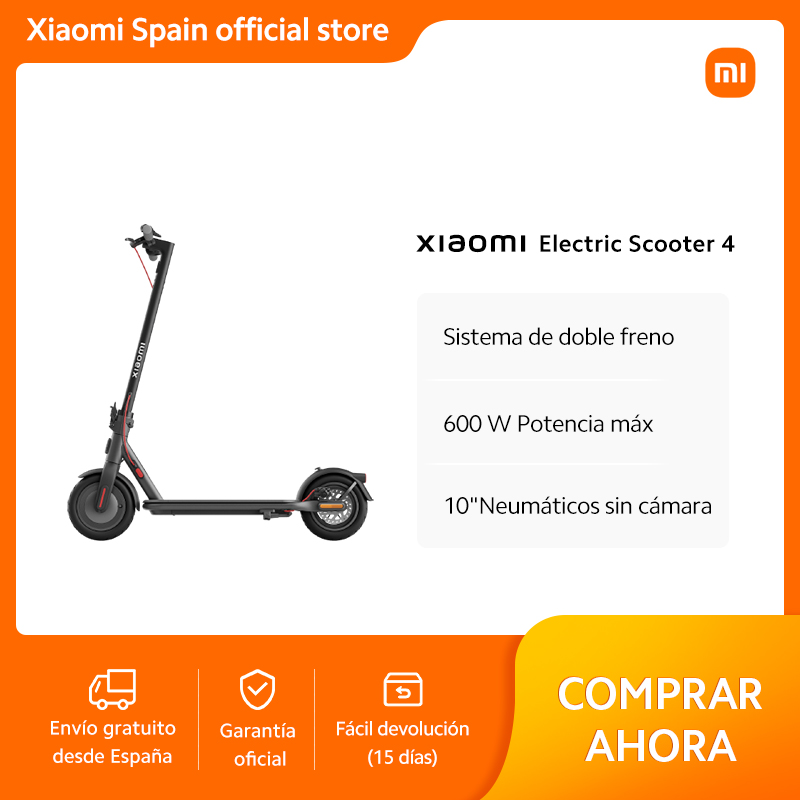 Official｜Xiaomi Electric Scooter 4｜Sistema de doble freno｜600 W Potencia máx
