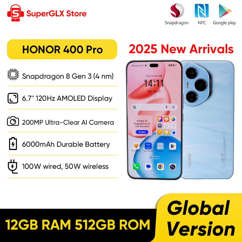 HONOR 400 Pro 5G Pantalla AMOLED de 6,7" 120Hz, batería de 6000mAh, Cámara de 200MP, Super carga