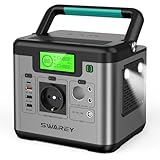 SWAREY Estación de Energía Portátil, 518Wh Generador Solar, Salida de CA de 500W (Pico de 1000W)
