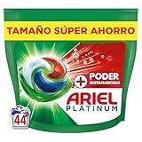 Ariel PODs Platinum, Detergente Líquido En Cápsulas + Poder Quitamanchas Cápsulas, 44 Lavados