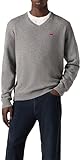 Levi's Suéter para Hombre con Cuello en V, Mid Tono Grey Heathe, XL
