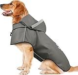 Chubasquero para Perros Grandes, Chaqueta Impermeable Reflectante para Perros con Capucha