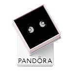 Pandora Moments Pendientes botón con diseño luna plata de ley con circonitas cúbicas transparentes