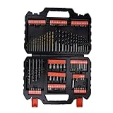 BLACK+DECKER Juego de 109 Piezas para Atornillar y Taladrar con Brocas de Titanio