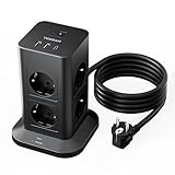 TESSAN Regleta Enchufe Proteccion Sobretension 8 Tomas con 2 USB A y 1 USB C