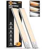 Gritin Luz de Armario Recargable, 26 CM Superbrillantes - 3 Colores & 5 Niveles de Brillo, 4 Modos