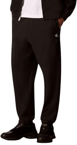 Calvin Klein Pantalón de chándal Hombre Terry Monogram con Bolsillo Trasero, Negro (Black)