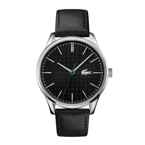 Lacoste Reloj Analógico de Cuarzo para Hombre Colección Vienna con Correa de Cuero Negra