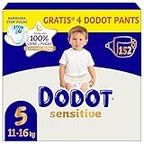 Dodot Pañales Bebé Sensitive Talla 5 (11-16 kg), 152 Pañales + 4 Pants de Regalo