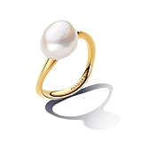 PANDORA Essence Anillo chapado en oro de 14 quilates perla blanca barroca cultivada de agua dulce
