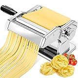 YASHE Máquina de Pasta, Manual Pasta Maker, 7 Grosor Ajustable, 2 Cortador de Masa de Ancho