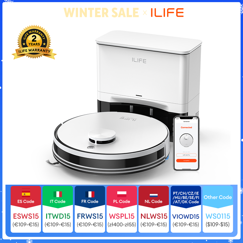 ILIFE-Robot aspirador A30 PRO vaciado automático