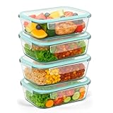 edihome, Recipientes de Cristal para alimentos, 8 Piezas (4 recipientes + 4 tapas)