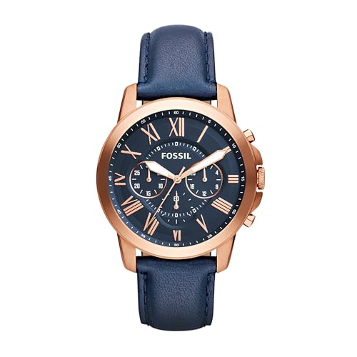 Fossil Reloj para hombre Grant, movimiento de cuarzo cronógrafo, caja de acero rosa dorado de 44 mm