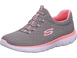 Skechers Summits, Zapatillas Mujer, Grey Mesh Pink Trim