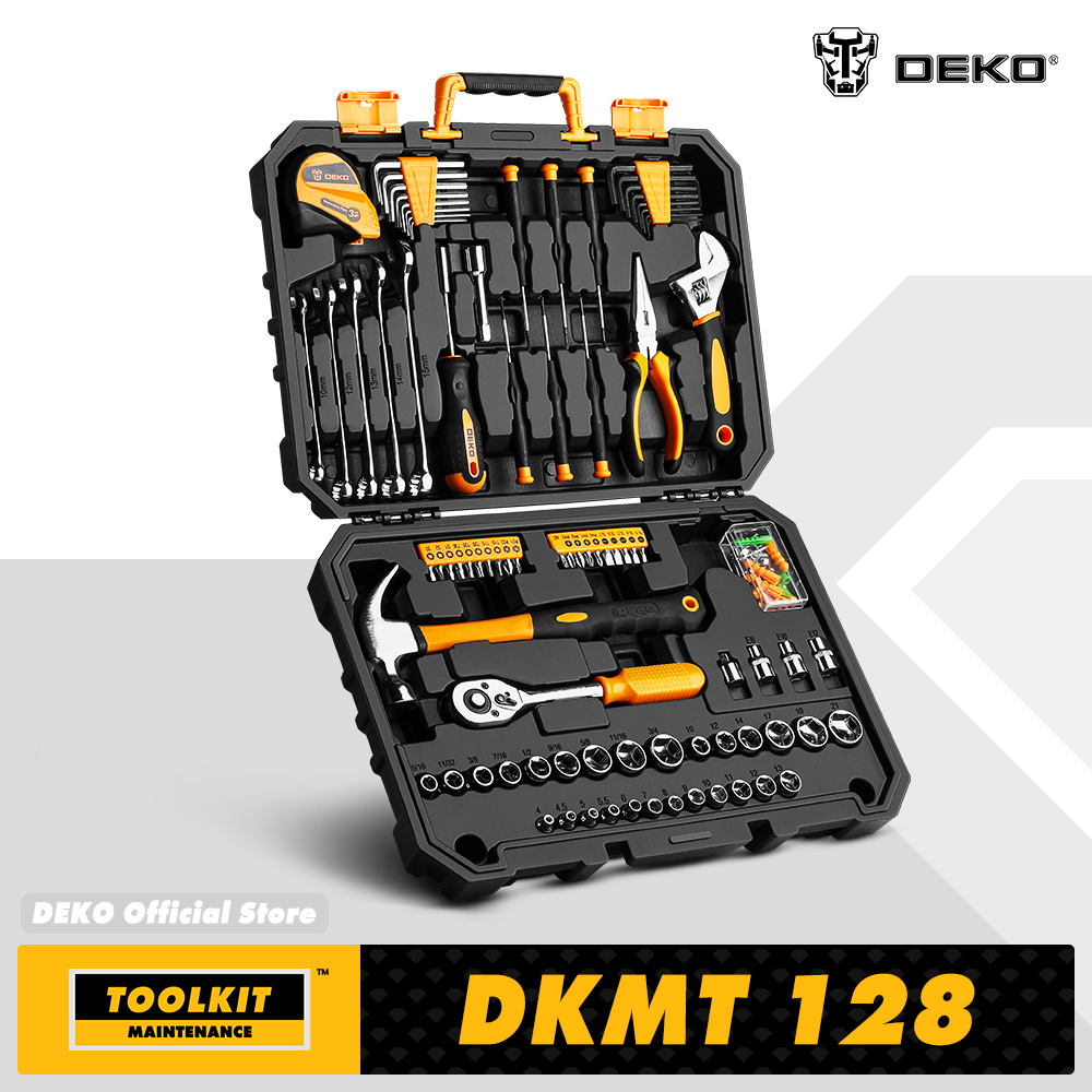 Juego de herramientas DEKO para el hogar con caja de herramientas, destornillador e martillo