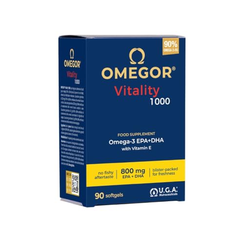 Omega 3 EPA y DHA IFOS Certificado 90 Cápsulas - OMEGOR Vitality 1000 Omega-3 Aceite de Pescado