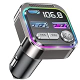 GizmoVine Transmisor FM Bluetooth Coche, Adaptador Mechero para Musica Radio USB C