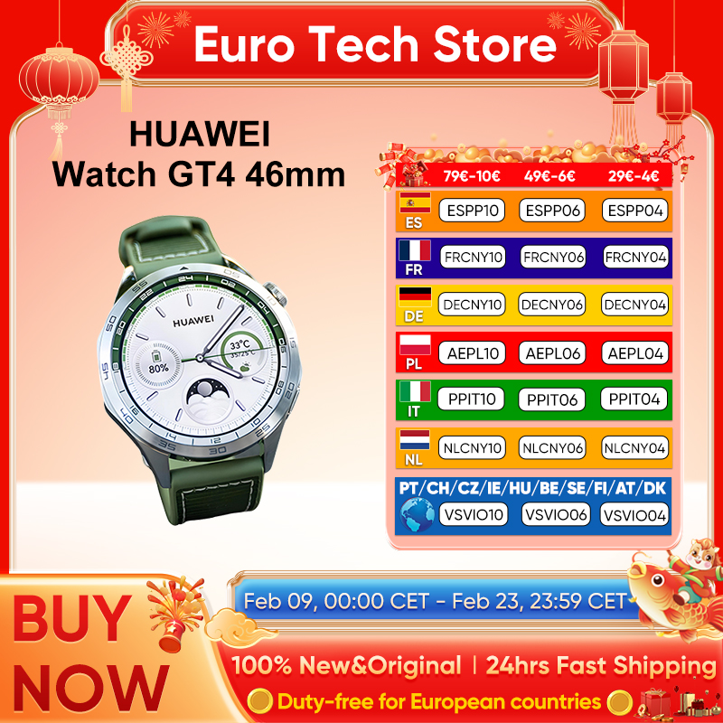 Huawei Watch GT 4 46 mm iOS y Android, Gestión de Calorias, Seguimiento de Salud, SpO2, GPS