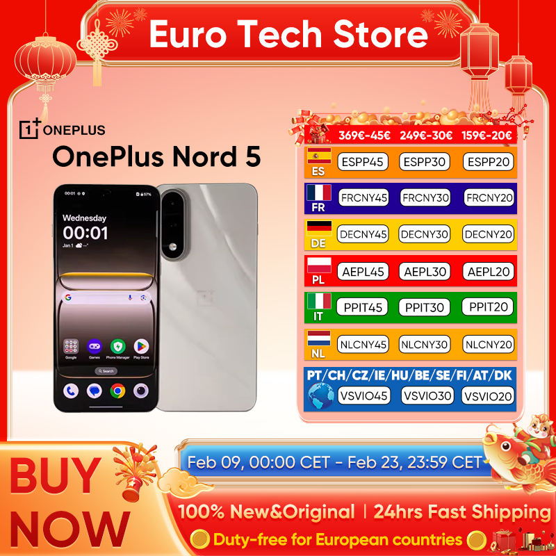 OnePlus Nord 5 Snapdragon 8s Gen 3 Pantalla AMOLED de 6,83”  5200mAh 50MP Cámaras duales