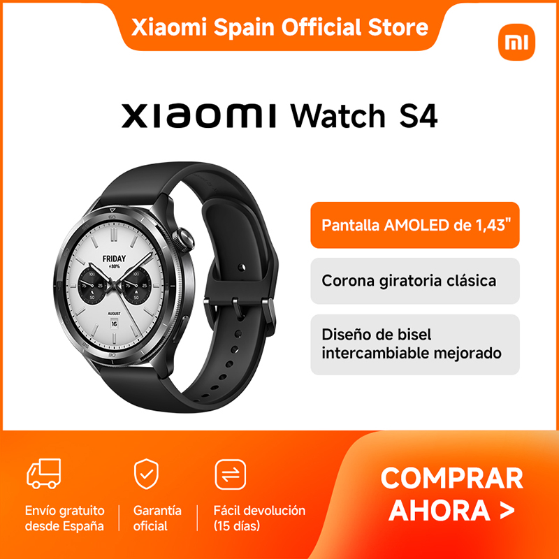 Xiaomi Watch S4, Pantalla AMOLED de 1,43"", Corona giratoria, Diseño de bisel intercambiable