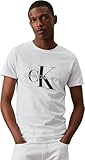 Calvin Klein Camiseta de Manga Corta Hombre Core Monologo Slim Fit, Blanco