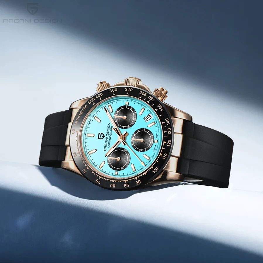 Reloj Pagani Design con Pulsera de Cuarzo, Esfera de Meteorito, Cristal de Zafiro, Cronógrafo, 100M