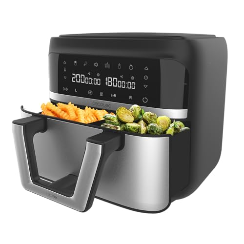 Cecotec Freidora de Aire sin Aceite 9L Divisible en 2 Air Fryer Cecofry Dual 9000. 2850W