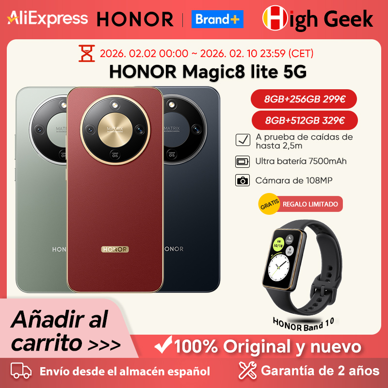 HONOR Magic8 lite, Batería de 7500 mAh, Cámara Principal de 108MP, Pantalla AMOLED de 6.79"