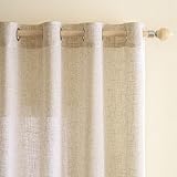 EMEMA Cortinas de Lino Cruzada Visillo Color Puro Translucido Moderno Decoracion Transparente