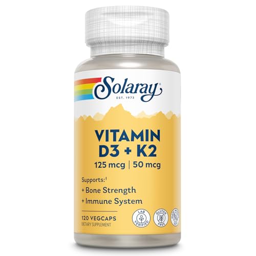 SOLARAY Vitamin D3 + K2 | Vegcaps Es 67.91g, Sin Sabor, cápsulas, 120 Unidades