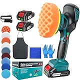 Pulidora Coche Inalámbrica 150 mm Orbital Doble Acción con 2×21V 2000mAh Baterías, Kit 13